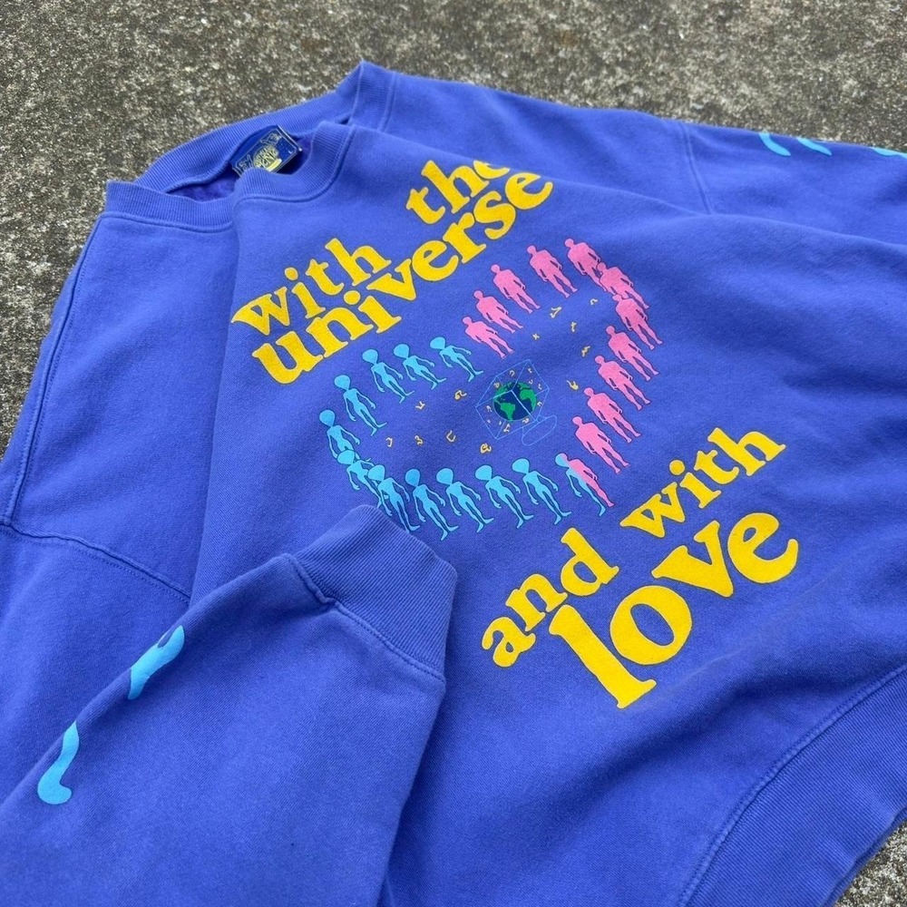Vintage Coney Island Picnic With the Universe and Love Crewneck Blue Large g3
